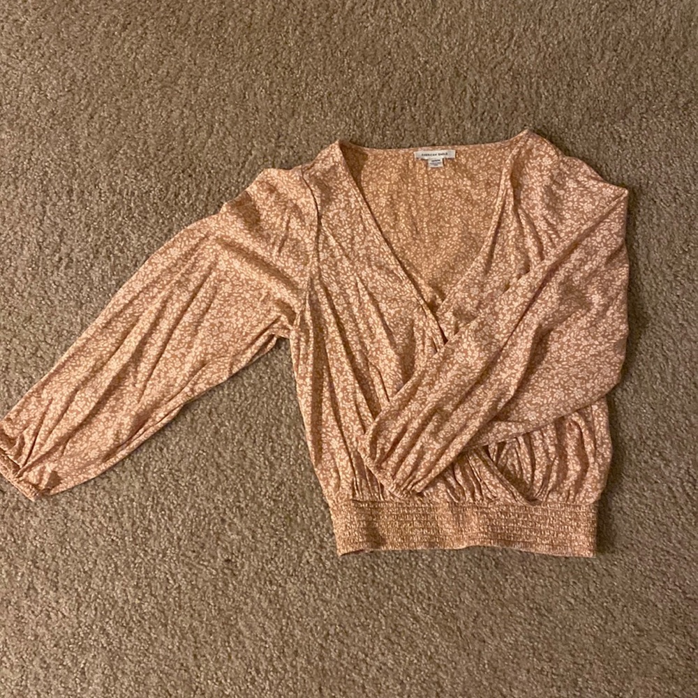 American Eagle Yellow Flowered Shirt